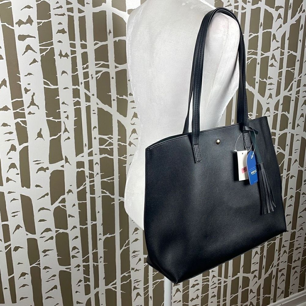 Passage Black PU Tote Bag NEW - Picture 3 of 11